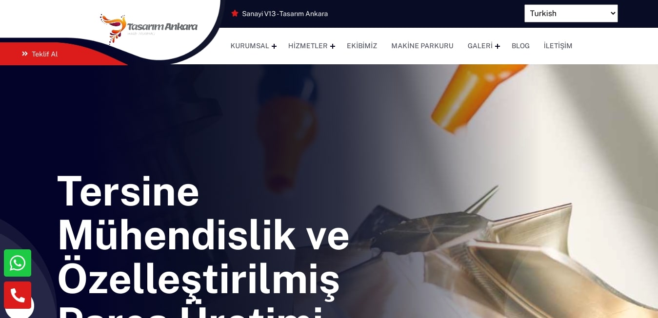 Sanayi CNC Makine Tanıtım Çok Dil Fonksiyonlu Teması V13