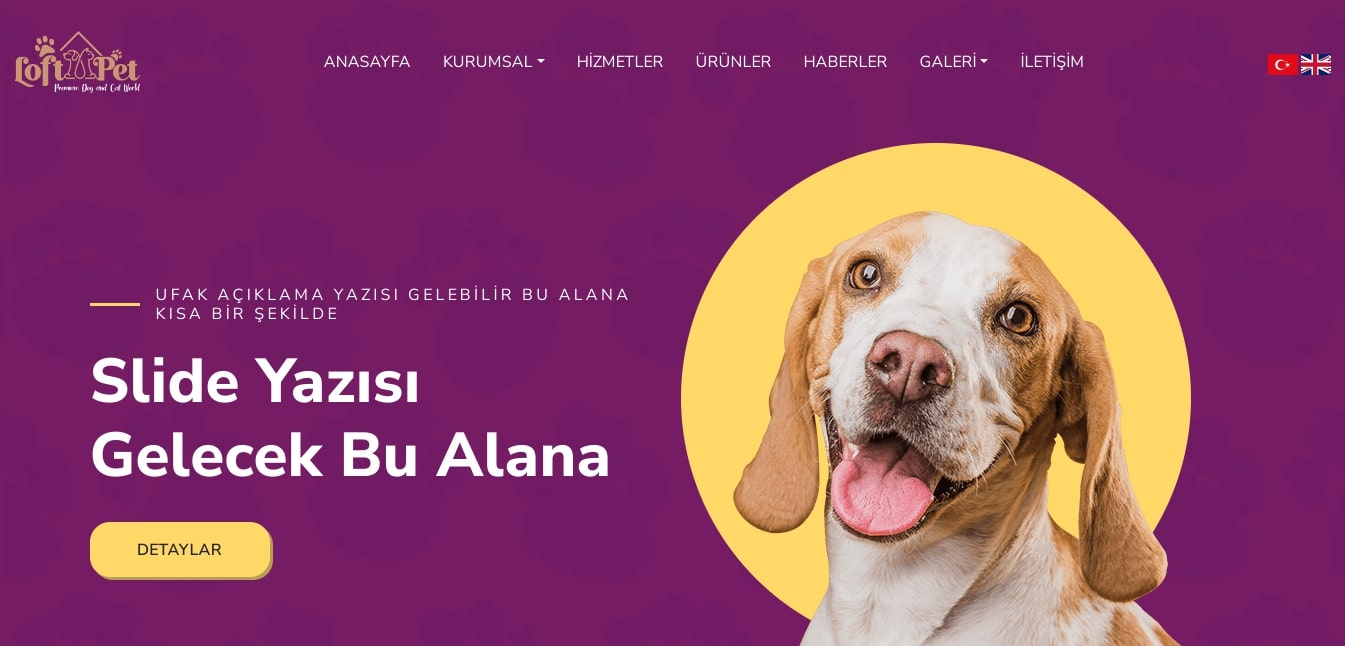 Çok Dil Fonksiyonlu PetShop Teması V3